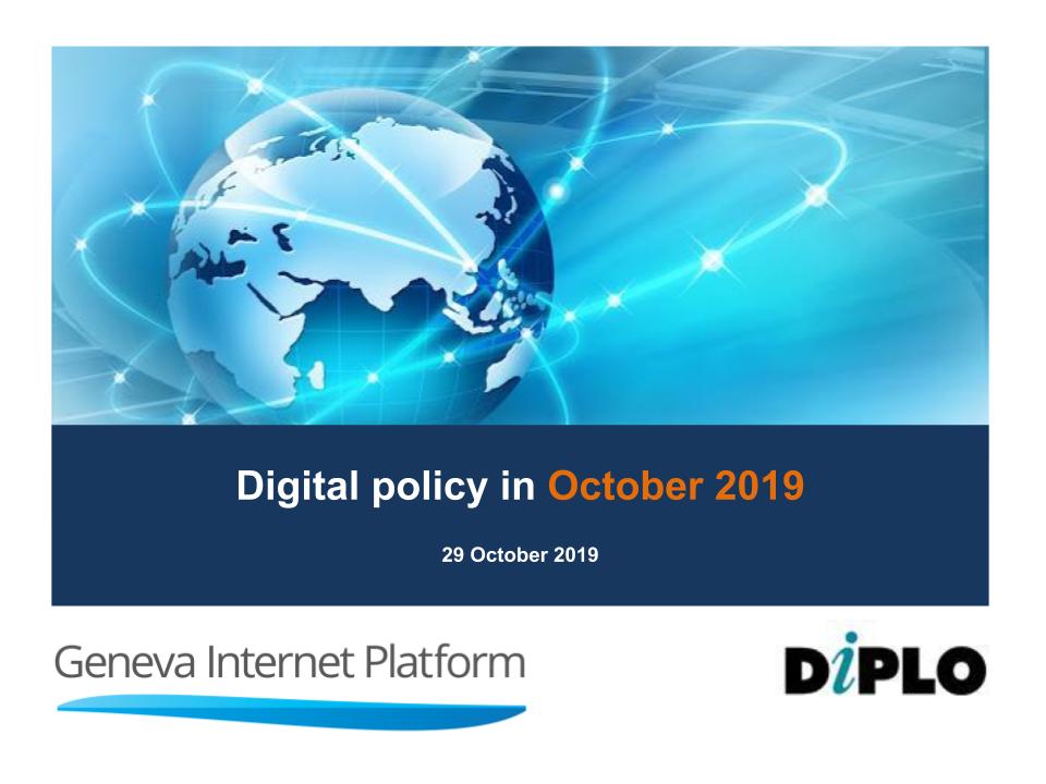Internet governance in October 2019