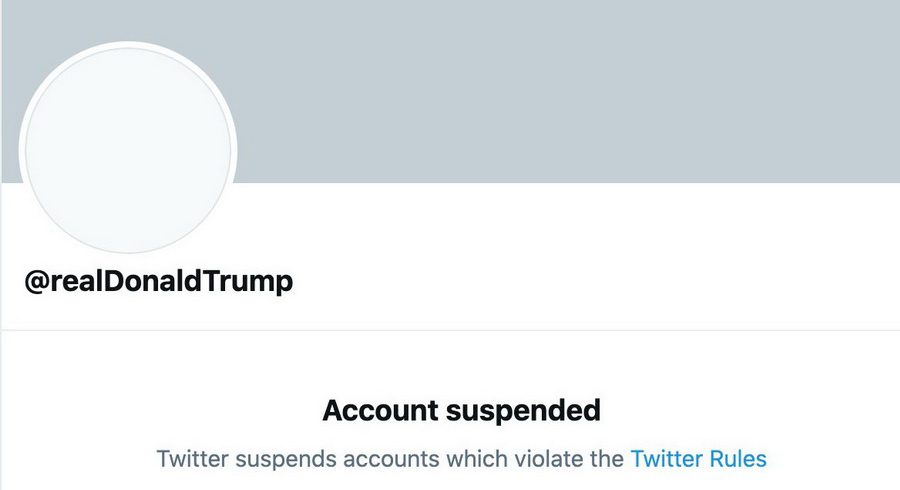 Trumps suspended Twitter account 