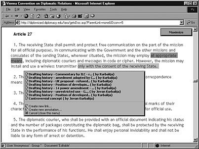 Hypertext in diplomacy