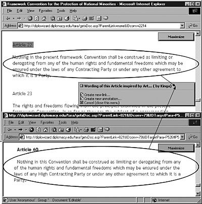 Hypertext in diplomacy