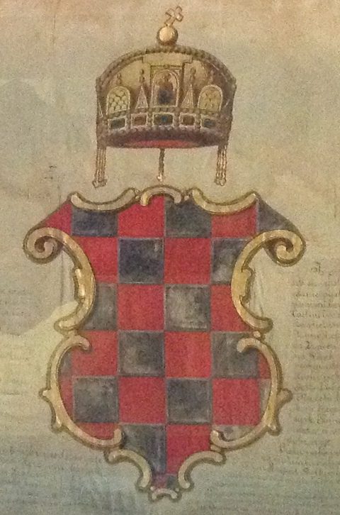 there is a bench with a mirror on it, oldest croatian coat of arms, Kingdom of Dalmatia